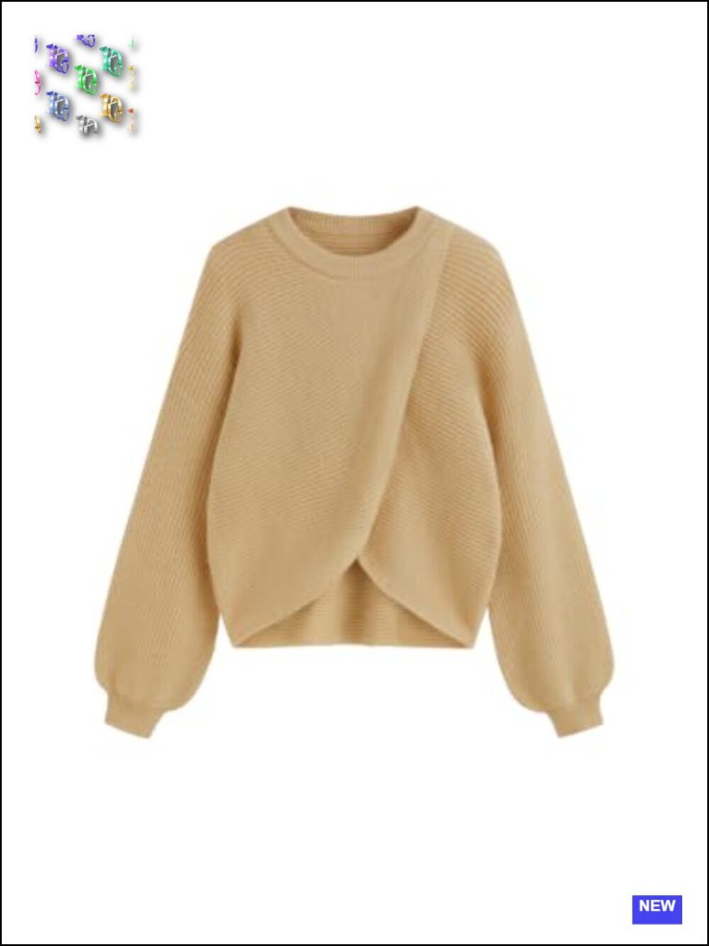 Cropped Wrap Lantern Sleeve Sweater Women's Crewneck Knit Pullover Cozy Fall